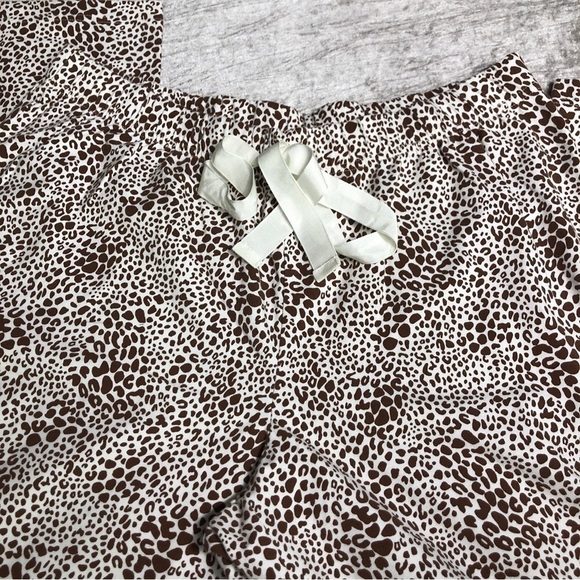 Lands End 2 piece lounge pajama set size small 6/8 brown leopard - Picture 4 of 11